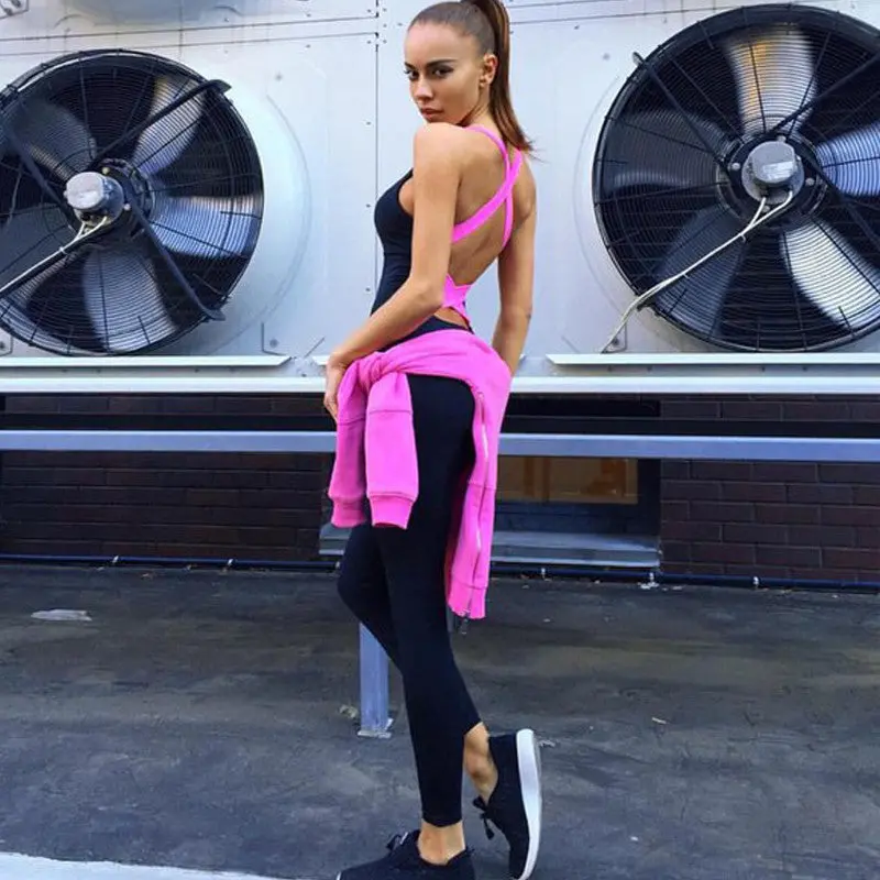 Stretchy Sport Jumpsuit Skinny Rompers Womens Jumpsuit Sexy Open Back Bandage Bodycon Jumpsuit Sportswear Rompers Women Overalls 7
