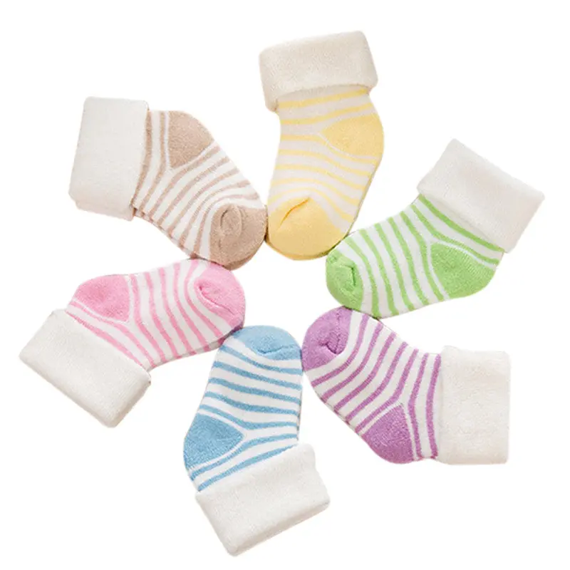 Stripe Cotton Baby Socks Born Thickening Warm Children's Sock St Baby Boy Socks Terry Flanging Hosiery Rom Color 1