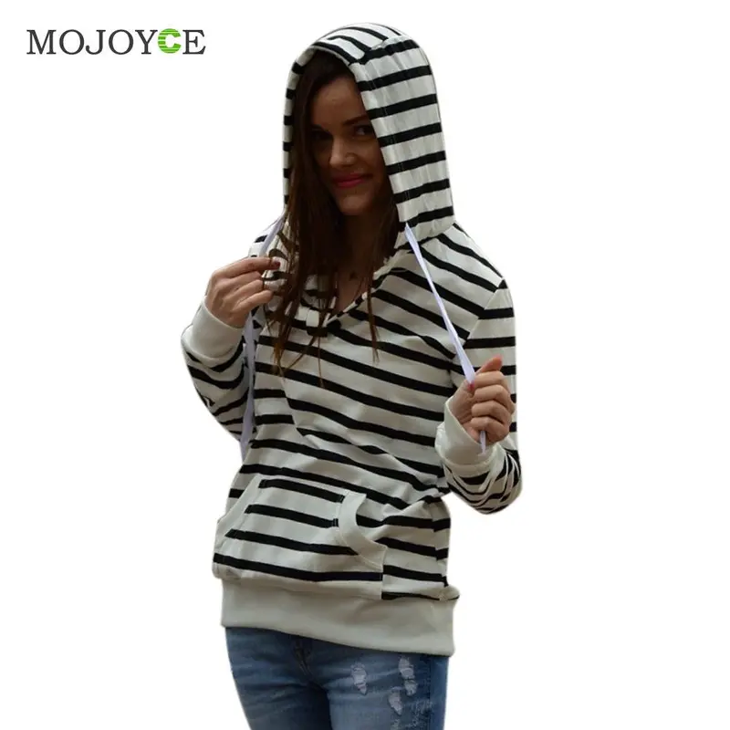Stripe Long Sleeve Hoodies Women Sweatshirt Women Casual Hooded Coat Pullover M L Xl Women Hoodies Sweatshirts 1