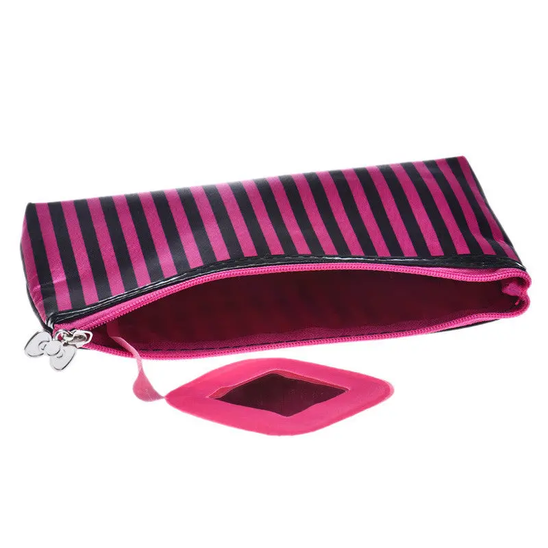Stripe Pattern Cosmetic Makeup Portable Storage Bags Pen Pencil Pouch Cases 1