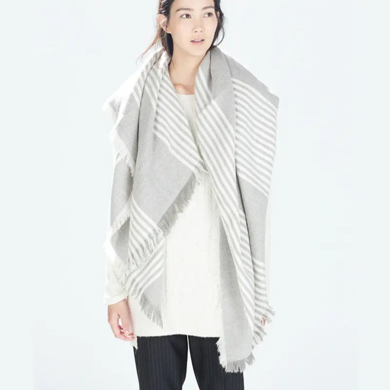 Stripe Tassels Blanket Scarf Wrap Shawl Cozy Faux Cashmere 1