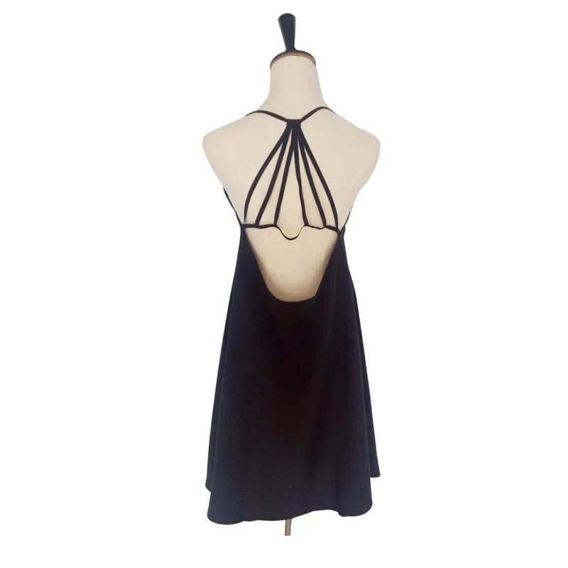 Striped Bandage Black Women Sexy Bra Dresses Vintage Backless Vestidos Beach Sundress Feida 4