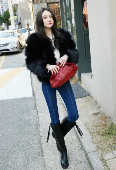 Striped Layer Faux Fur Jacket Coat 4 Inches Long Hairy Long Sleeve Slim Shaggy Outwear Women's Warm Faux Fur Coat Black 4
