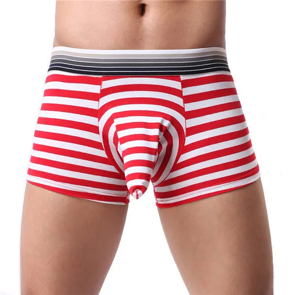 Striped Printing Sexy Mens Underwear Shorts Pouch Breathe Soft Underpants 1