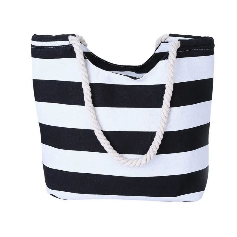 Striped Printing Women's Hbag Shoulder Bag Cotton Canvas Bags Messenger Bag Large Shopping Tote Bolsas 1