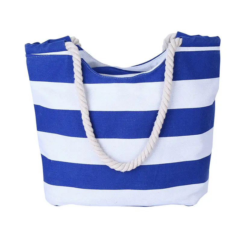 Striped Printing Women's Hbag Shoulder Bag Cotton Canvas Bags Messenger Bag Large Shopping Tote Bolsas 2