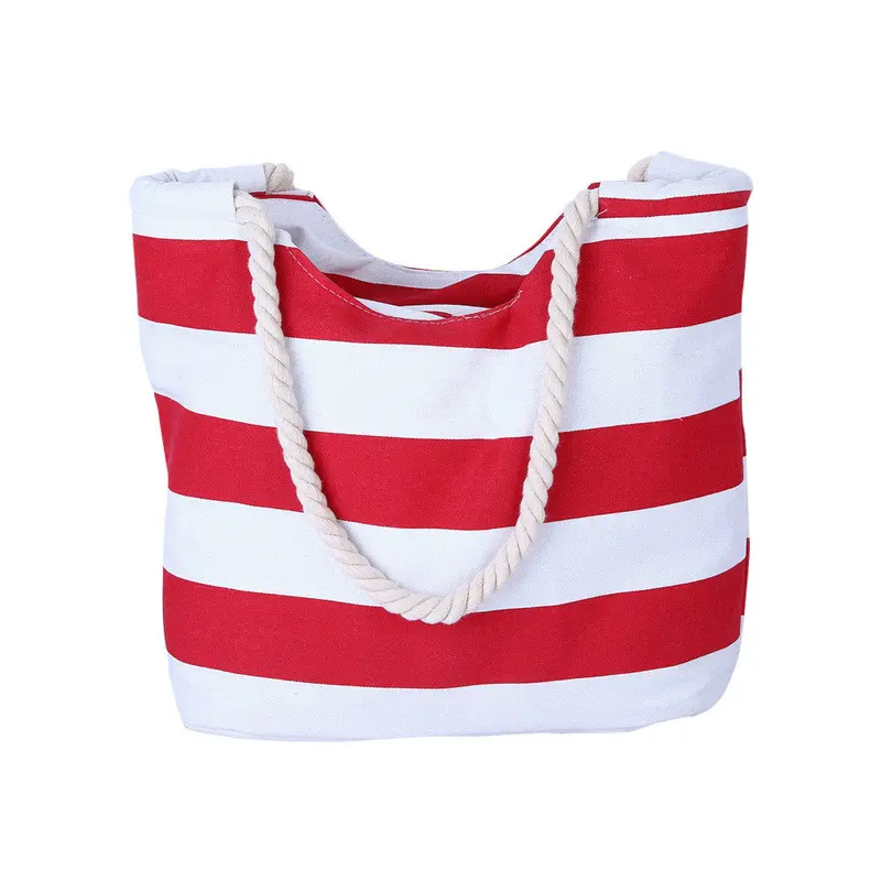 Striped Printing Women's Hbag Shoulder Bag Cotton Canvas Bags Messenger Bag Large Shopping Tote Bolsas 3
