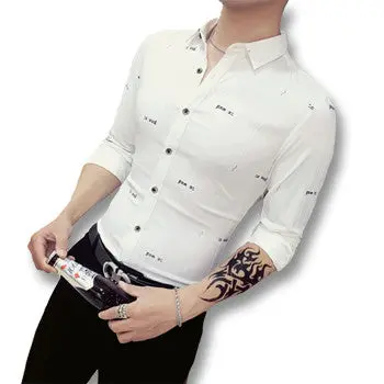 Stripped Dress Shirts Hombre Camisa Masculina Chemise Homme Casual Slim Fit Long Sleeved Shirts 1