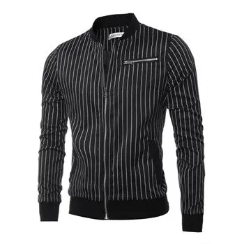 Stripped Jackets And Coats Jaqueta Masculina Casual Slim Fit Large Sizezipper Veste Homme Jackets 1