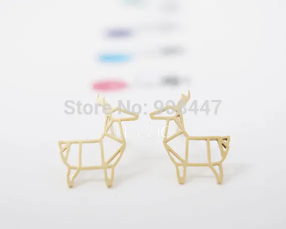 Stud Earrings Animal Origami Deer Stud Earrings Wedding And Party Gifts S035 1