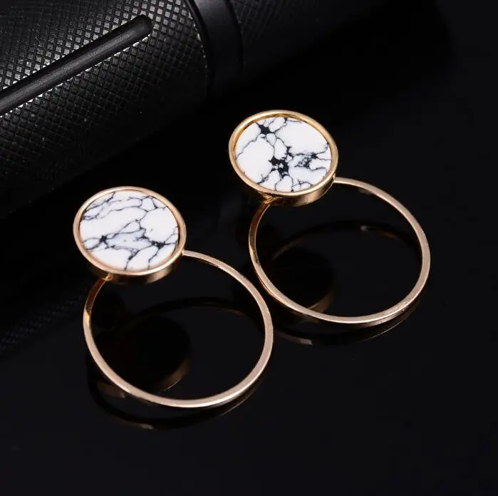 Stud Earrings Geometric Round Faux Marbled Stone Earrings Party Gifts Pendientes S136 1