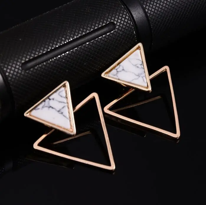 Stud Earrings Geometric Round Faux Marbled Stone Earrings Party Gifts Pendientes S136 2
