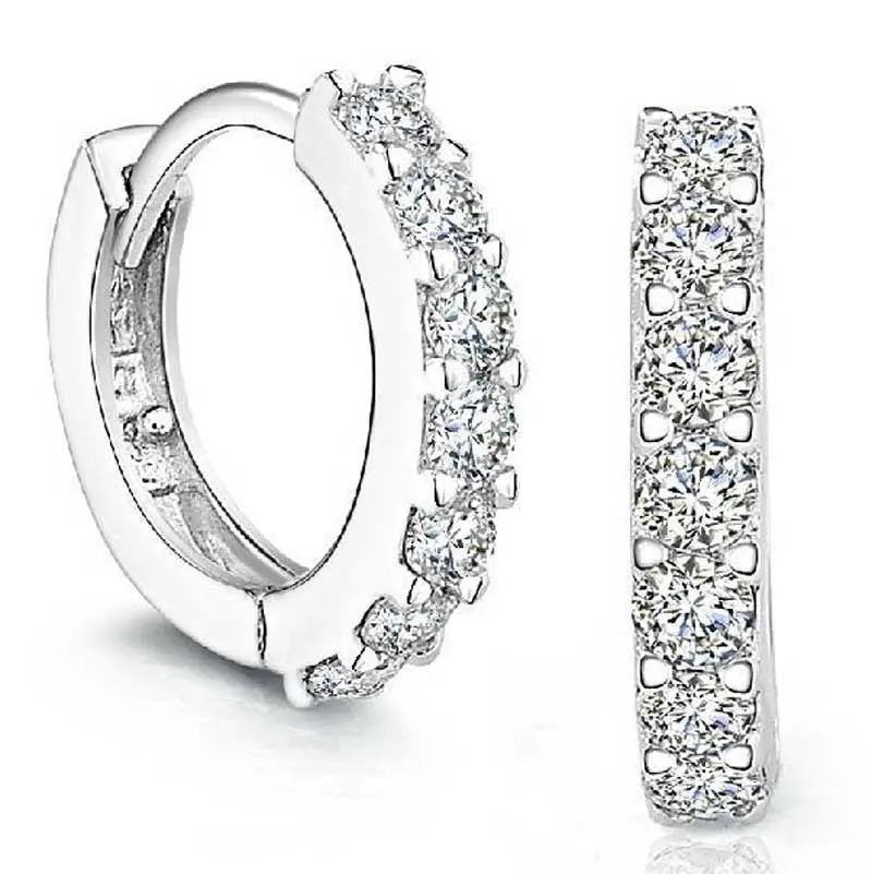 Stud Earrings Korean Sterling Silver Rhinestones Earrings For Women Fine Jewelry 1