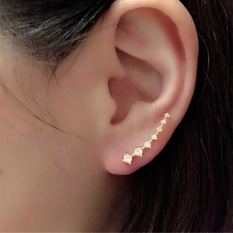 Stud Earrings Rhinestone Crystal Earrings Ear Hook Stud Fine Jewelry Silver Earrings For Women Feida 1