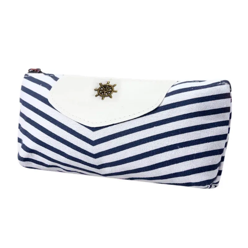 Student Bag Pen Pencil Case Navy Canvas Coin Purse Pouch Bag Rivet Zipper Bags Bolsa 1