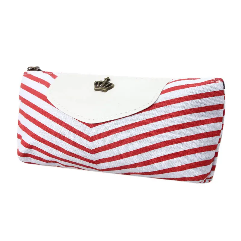 Student Bag Pen Pencil Case Navy Canvas Coin Purse Pouch Bag Rivet Zipper Bags Bolsa 2