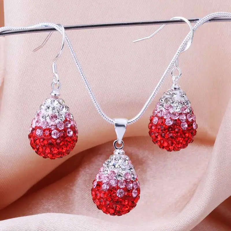 Style 1 Mm Handmade Disco Ball Beads Men Gift Crystal Shamballa Jewelry Set Fasion Necklace Earringsbs  2 1