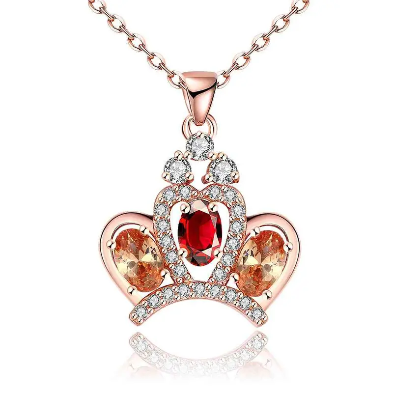 Style 18K Gold Plating Pendant Necklace Color Crown Collar Elegant Skgn117 1