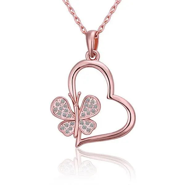 Style 18K Real Gold Plated Pendant Necklace Butterfly Love Tenis Masculino242 4