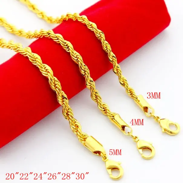 Style 24K Gold Plated Necklace Men Thin String Bisuteria Charm Yhdn 96 1