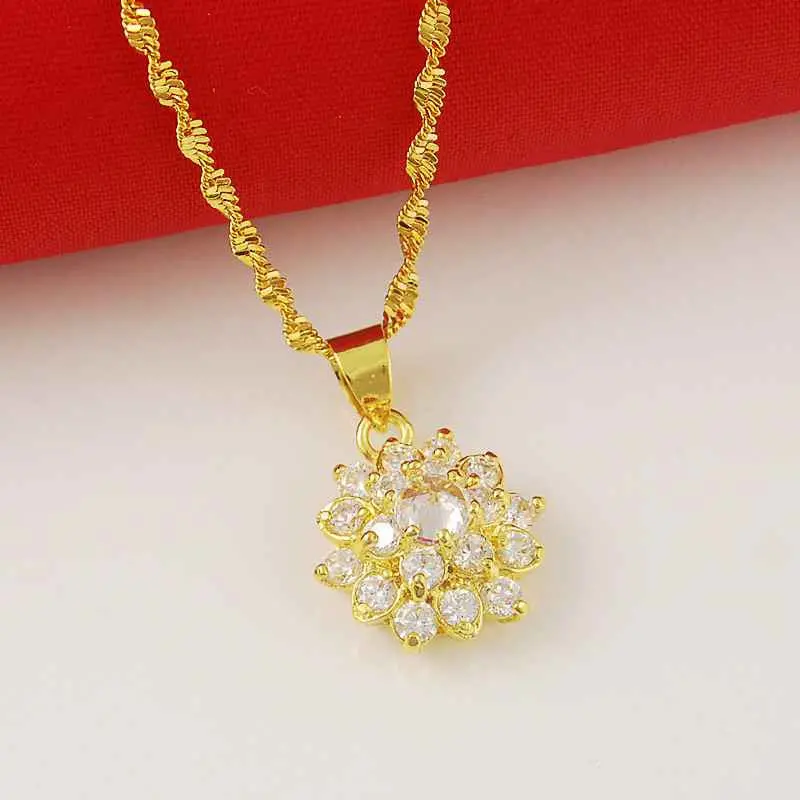 Style 24K Gold Plated Necklace Purple Crystal Flower Tenis Masculino Collier Plastron275 2