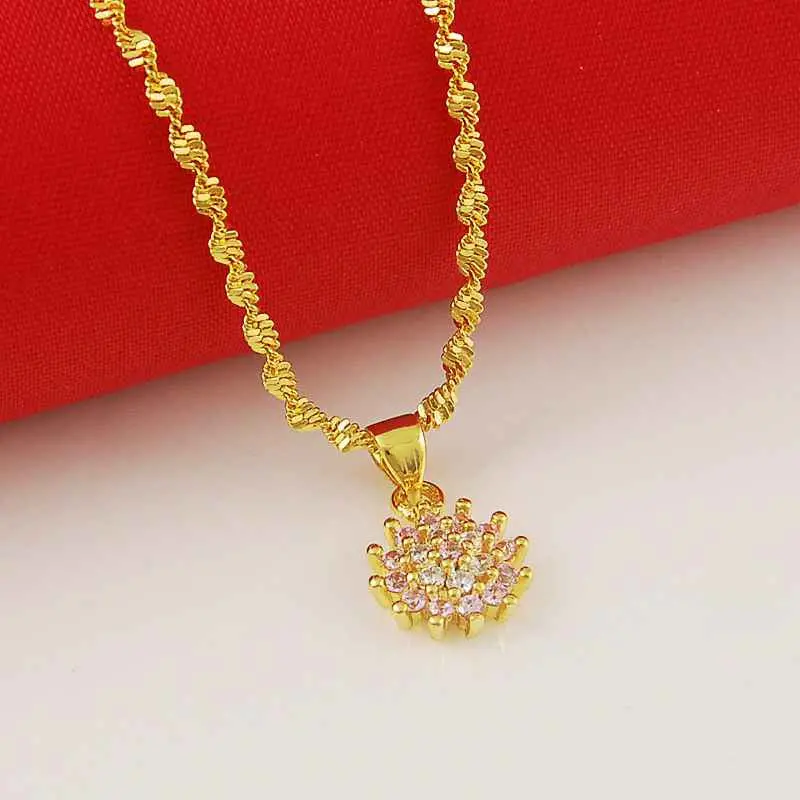 Style 24K Gold Plated Necklace Purple Crystal Flower Tenis Masculino Collier Plastron275 3
