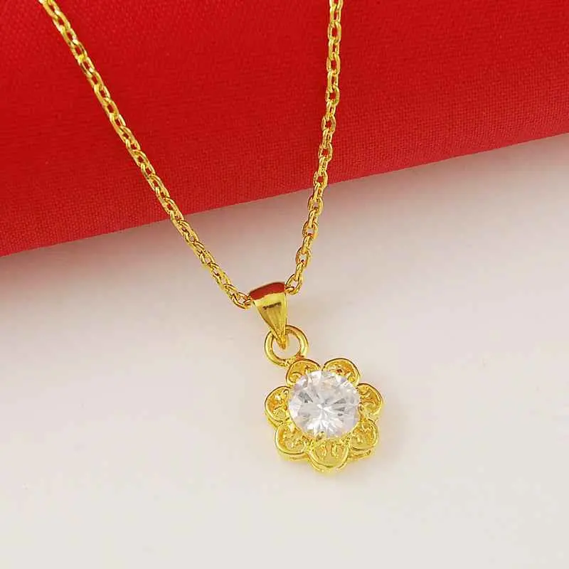 Style 24K Gold Plated Necklace Purple Crystal Flower Tenis Masculino Collier Plastron275 4