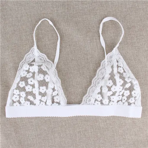 Style Beach Strappy Bra Sexy Lace Crop Top Embroidery Crochet Tops Women Black White Bustier Crop Top Lace Bralette 5