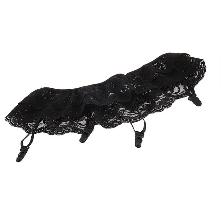 Style Black Sexy Lady 2 Layer Floral Lace Garter Belt Lingerie Skirt Stocking Suspender 1