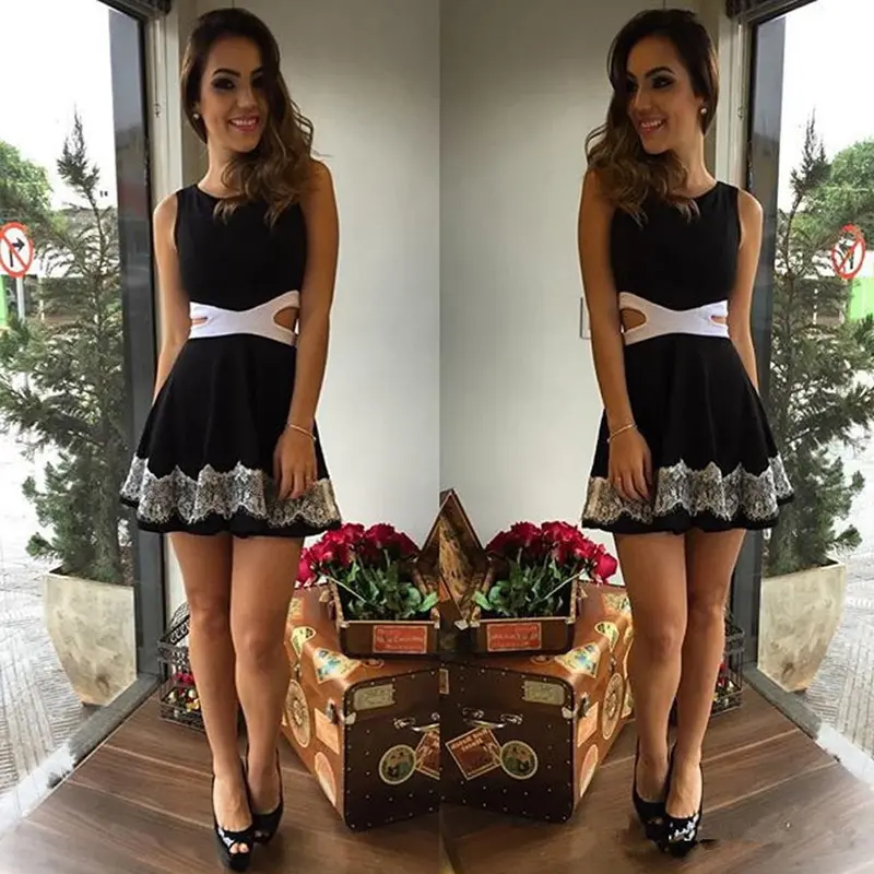 Style Clothing For Women Black Lace Bodycon Party Sleeveless Dress Sundress Robe Sexy Plus Size Ladies 1