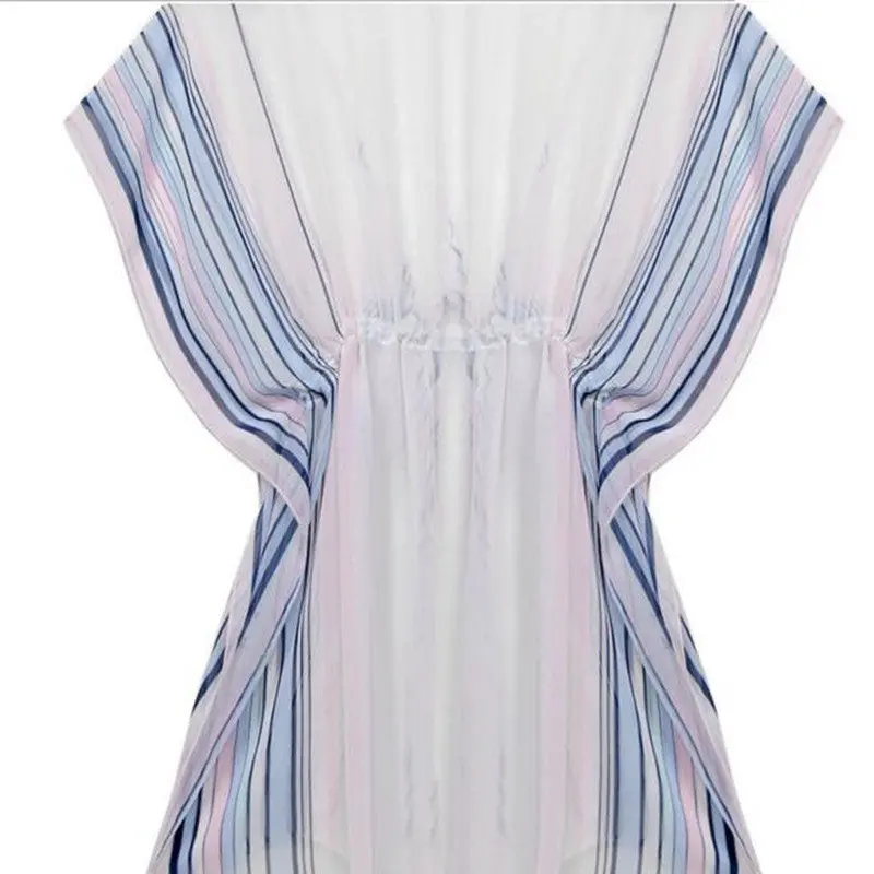 Style Dresses Women Chiffon Beach Dresses V Neck Beachwear Bikini Swimwear Cover Ups Transparent Dress 3
