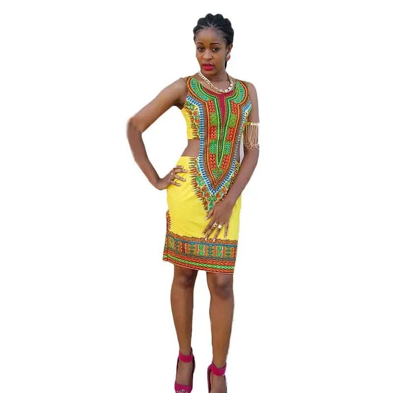 Style Dresses Women Ladies Casual Sleeveless Traditional African Print Party Dress Plus Size 1