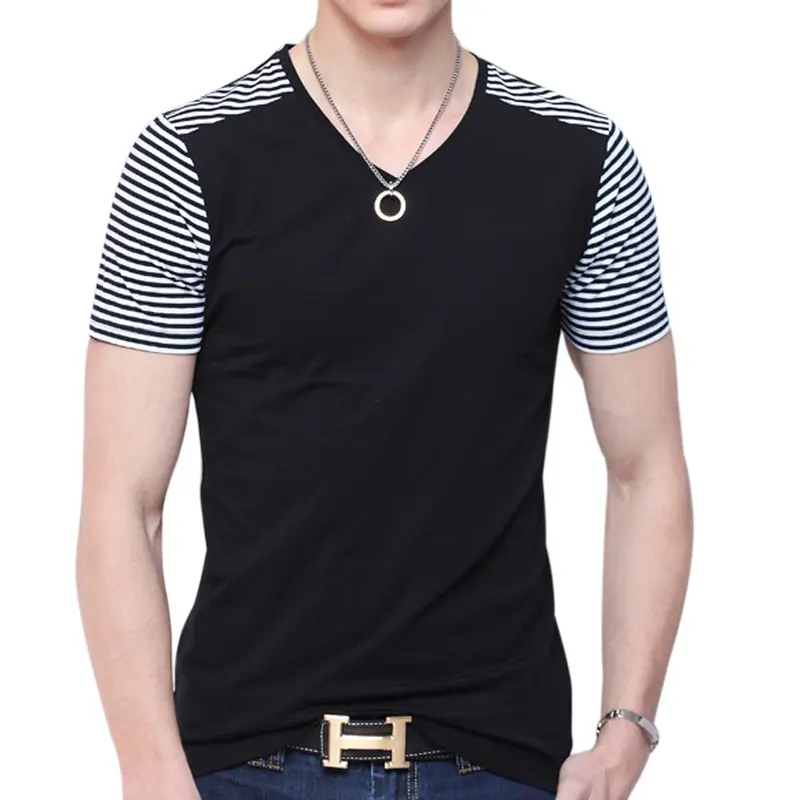 Style Fashion Short Sleeve Mens Brand T Shirts Polo Slim Fit O-Neck Cool Tops Polo Shirt Men Patchwork Tees 2