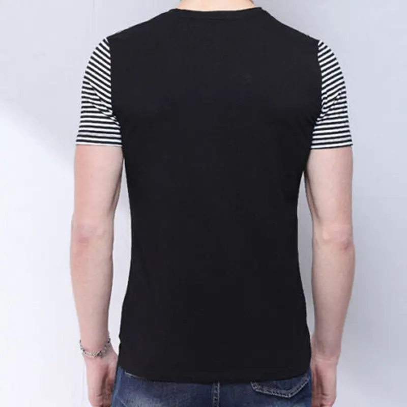 Style Fashion Short Sleeve Mens Brand T Shirts Polo Slim Fit O-Neck Cool Tops Polo Shirt Men Patchwork Tees 5