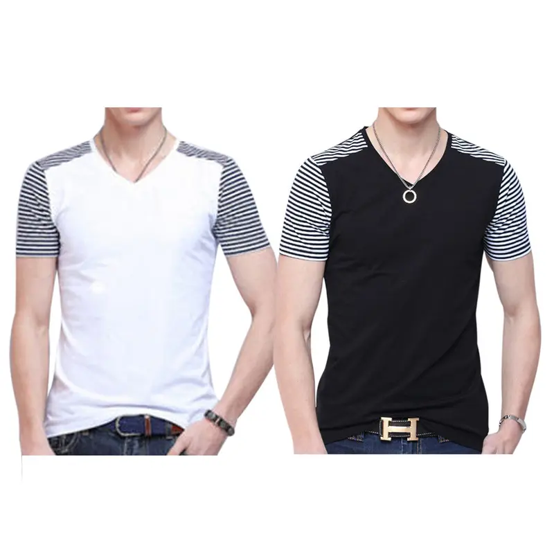 Style Fashion Short Sleeve Mens Brand T Shirts Polo Slim Fit O-Neck Cool Tops Polo Shirt Men Patchwork Tees 6