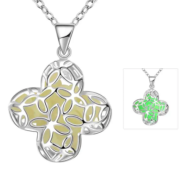 Style Glowing Film Necklace Men Four Leaf Flower Vintage Necklace S In Euros3 1