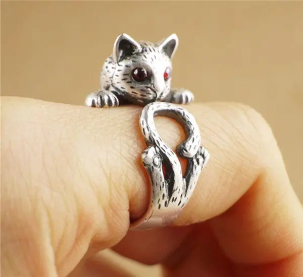 Style Hippie Vintage Anel Punk Kitty Wedding Ring Boho Chic Brass Knuckle Animal Cat Rings Fine Jewelry R337 1