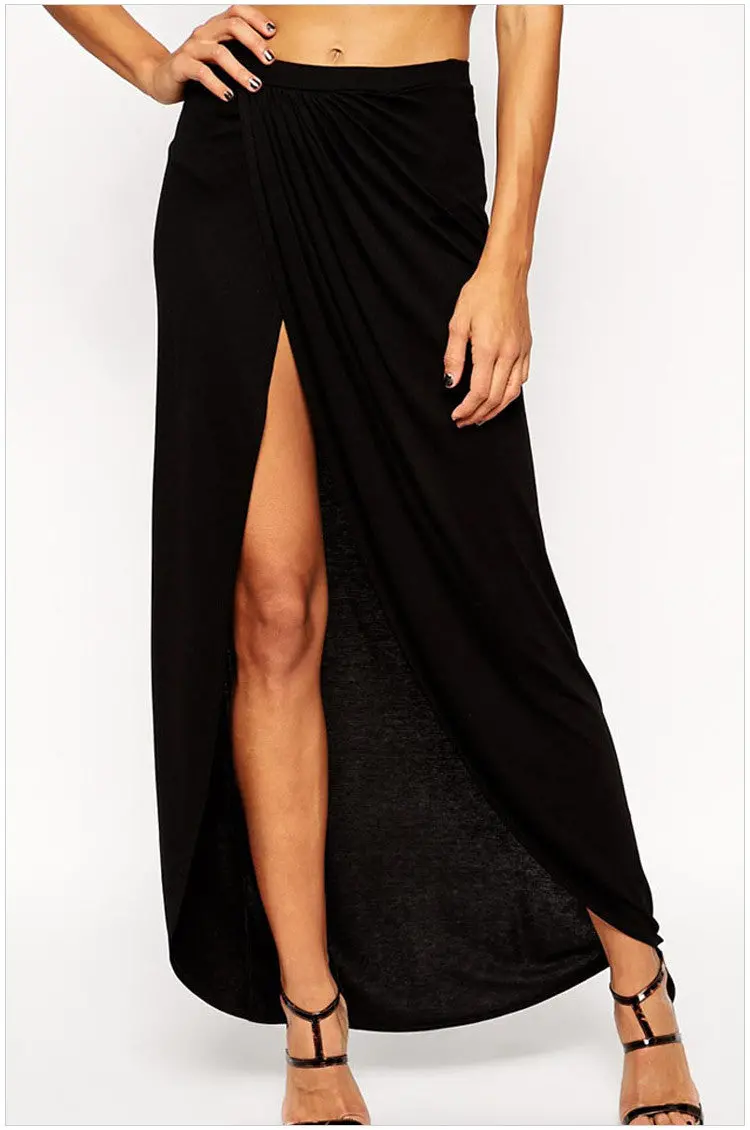 Style Long Maxi Skirts For High Waist Long Skirt Black Asymmetrical Floor Length Lenvestido Longo 1