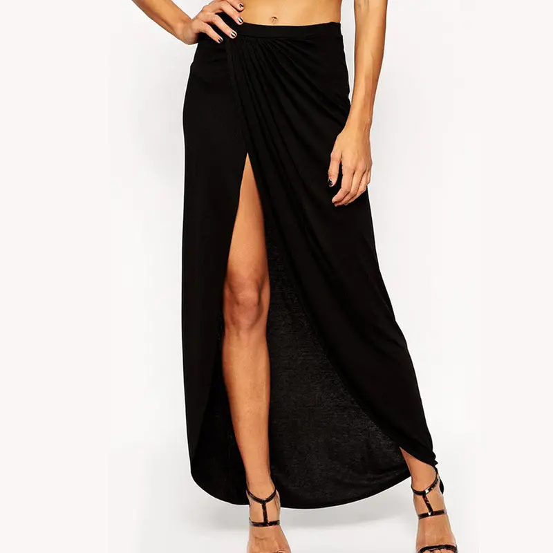 Style Long Maxi Skirts For High Waist Long Skirt Black Asymmetrical Floor Length Lenvestido Longo 2