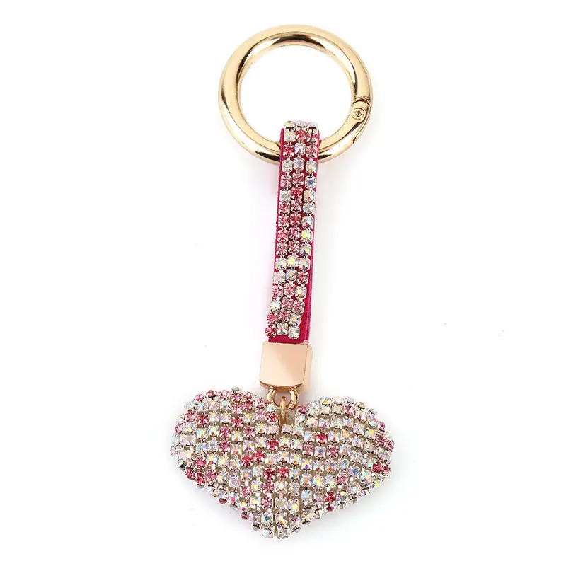 Style Love Heart Design Diamond Plated Shinning Keychain Key Ring Jewelry For Friends Christmas Gift 1