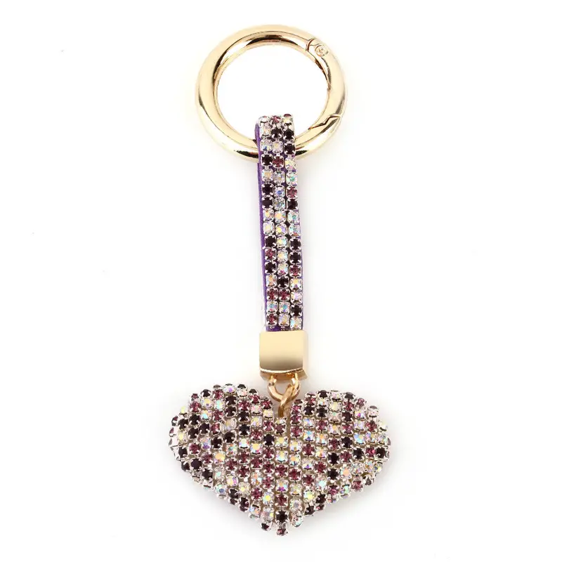 Style Love Heart Design Diamond Plated Shinning Keychain Key Ring Jewelry For Friends Christmas Gift 3