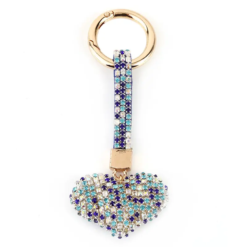 Style Love Heart Design Diamond Plated Shinning Keychain Key Ring Jewelry For Friends Christmas Gift 6