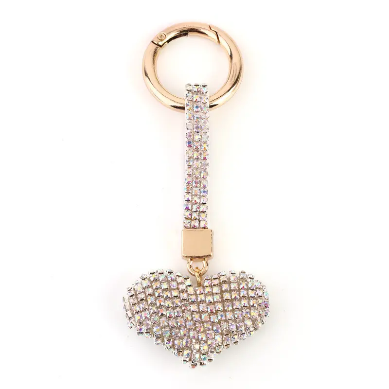 Style Love Heart Design Diamond Plated Shinning Keychain Key Ring Jewelry For Friends Christmas Gift 7
