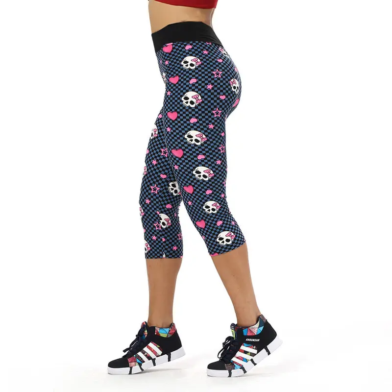Style Love Skeleton Lady Gym Sports Fitness Calf Length Legging Pants Breathable Skinny Pants 1