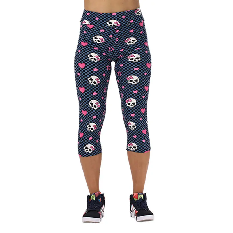 Style Love Skeleton Lady Gym Sports Fitness Calf Length Legging Pants Breathable Skinny Pants 2