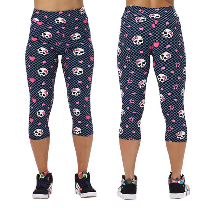 Style Love Skeleton Lady Gym Sports Fitness Calf Length Legging Pants Breathable Skinny Pants 4