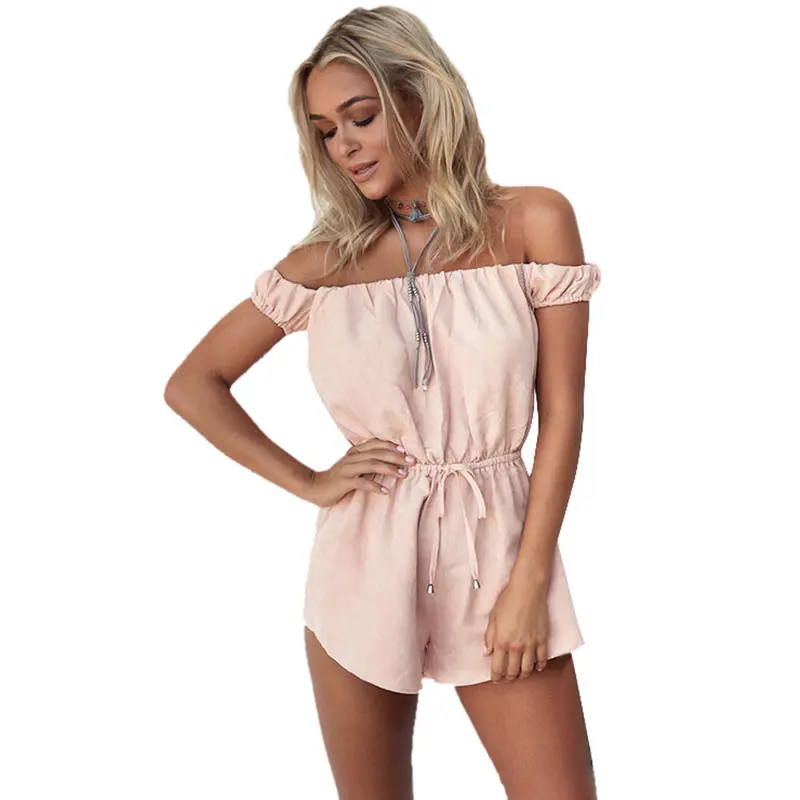Style Rompers Womens Jumpsuit Sexy Sleeveless Off Shoulder Playsuits Ladies Casual Solid Overalls Plus Size 1