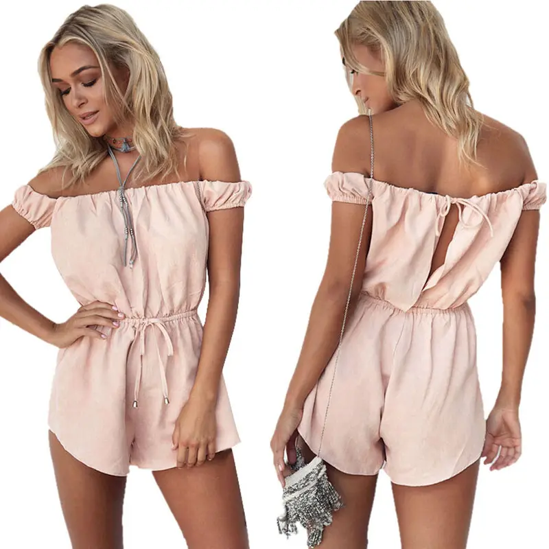 Style Rompers Womens Jumpsuit Sexy Sleeveless Off Shoulder Playsuits Ladies Casual Solid Overalls Plus Size 2