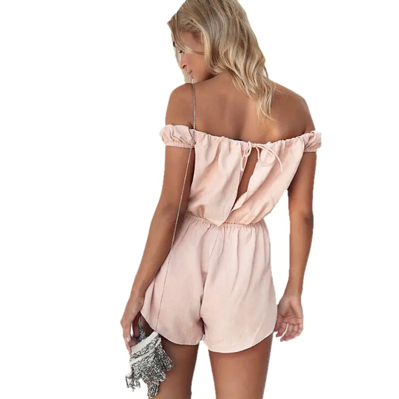 Style Rompers Womens Jumpsuit Sexy Sleeveless Off Shoulder Playsuits Ladies Casual Solid Overalls Plus Size 3