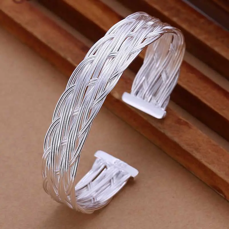 Style Silver Bangles Small Woven Women Pulseras Collier Plastron Smtb138 1